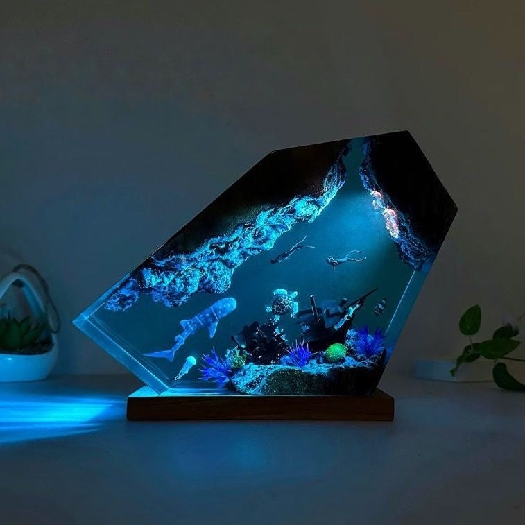 Handmade Ocean Resin Lamps | Deep Sea Epoxy Night Light Collection (Multiple Styles)