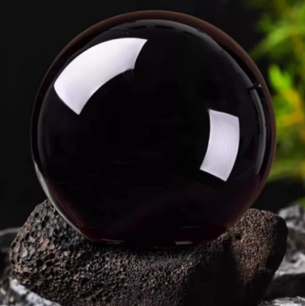 Natural Obsidian Crystal Ball Sphere, Black Scrying Crystal Ball for Divination & Decor