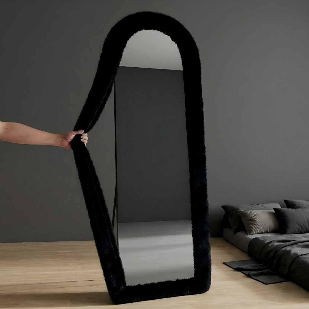 Luxury Faux Fur Arch Mirror Cover (Cover Only - Mirror Not Included)