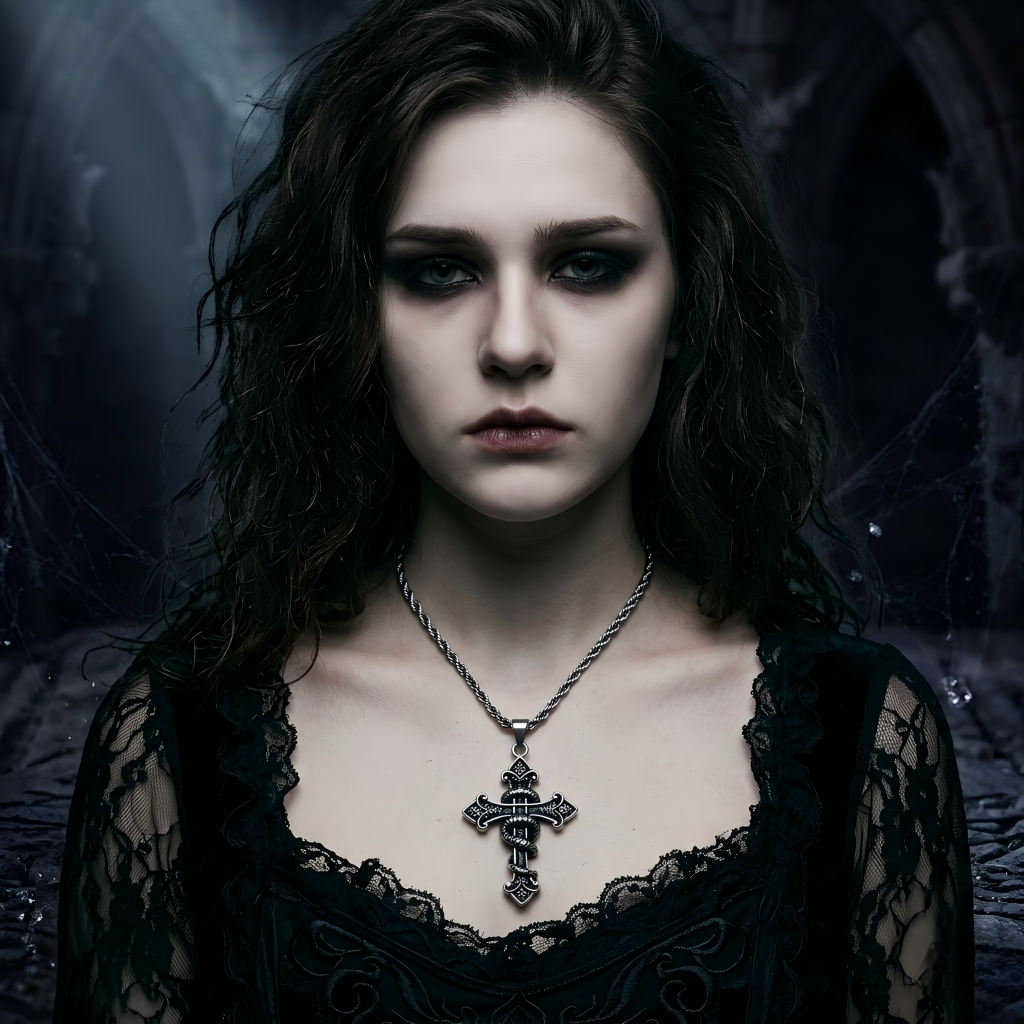 The Viper's Cross: Gothic Serpentine Chain