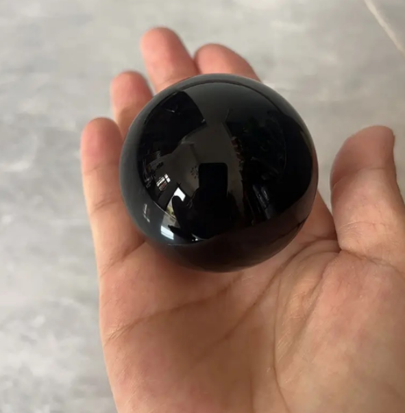 Natural Obsidian Crystal Ball Sphere, Black Scrying Crystal Ball for Divination & Decor